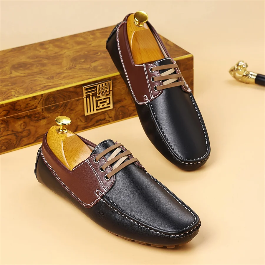2026 New Summer Men's Business Casual Boat Shoes Quality Leather Loafers Shoes for Man Comfort Slip-on Men's Flats Driving Shoes