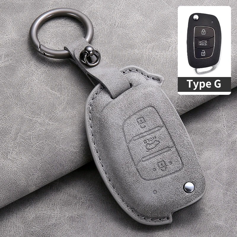 Leather Car Flip Key Case Cover for Hyundai Grand I10 2023 I20 I30 IX35 IX45 HB20 Elantra Solaris Sonata Santa Fe Sport Tucson