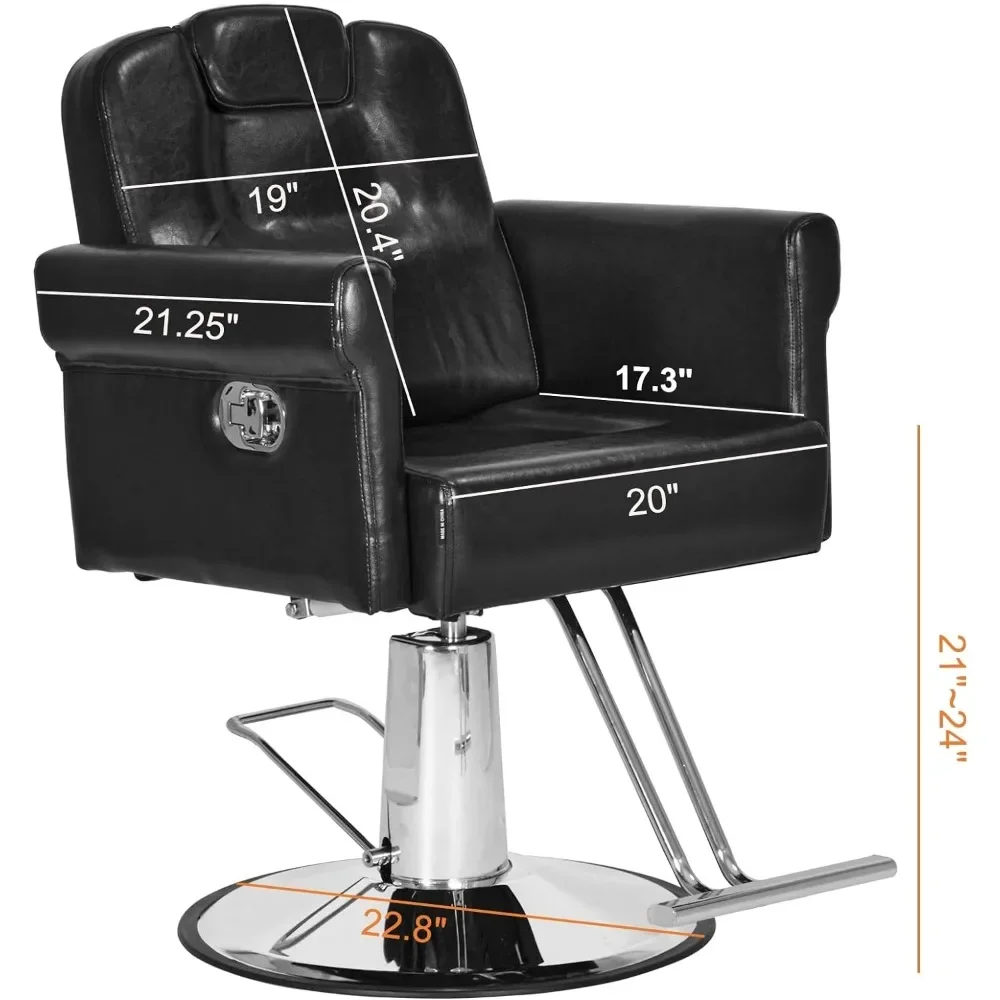 Barber Chair Recliner Salon Chair Hair Spa Chair with Hydraulic Pump,  Adjustable Height 360 Degrees Swivel, Removable Headrest