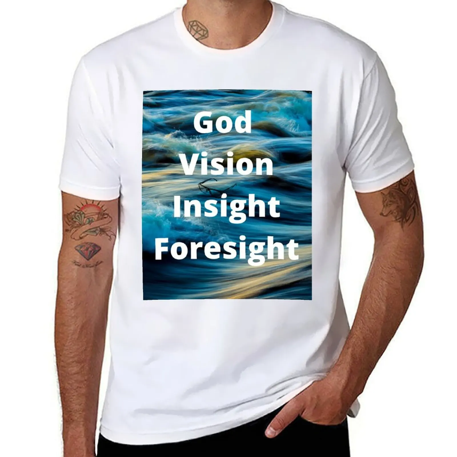 

GOD>VISION>INSIGHT>FORESIGHT, T-Shirt funny t shirts man man t shirts high quality luxury brand T-Shirt