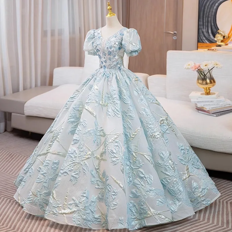 

Puff Sleeve Party Evening Dresses for Girl 15 Quinceanera Dress 2025 Classic V-neck Ball Gown 15 Year Old Dress Sonhar Vestidos