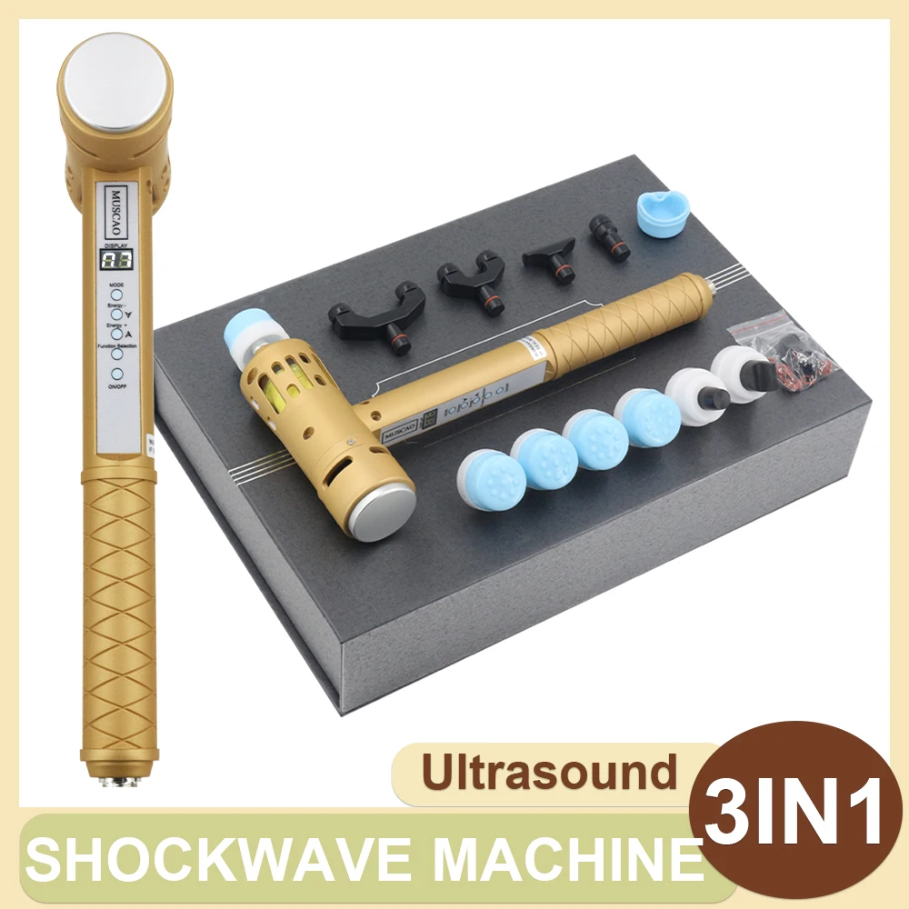 3 In 1 Professional Shockwave Therapy Machine New Feature Ultrasound Physiothrapy For ED Treatment Pain Relief Chiropractic Tool