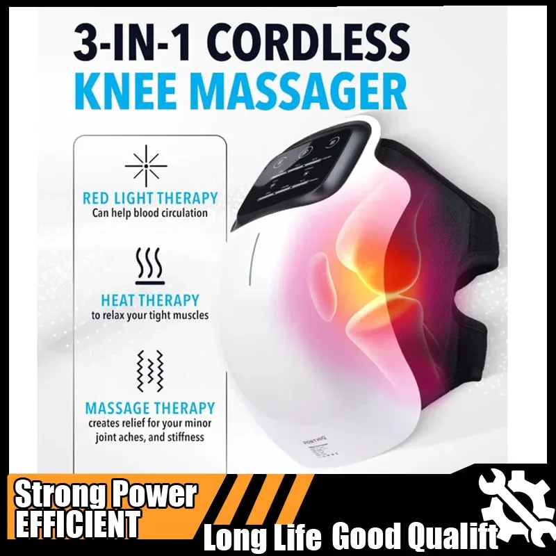 

Беспроводной массажер для колена, красный свет и массажная терапия со светодиодным экраном, 3-уровневые инфракрасные инструменты для нагрева и вибрации
