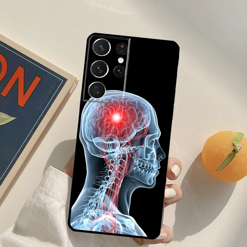 医療用人体器官脳スマホケース Samsung Galaxy S23 Ultra S20 S21 S22 S24 S25 S9 S10 Plus S24 FE用背面カバー