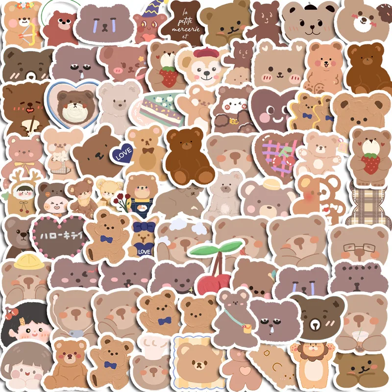 90pcs Blue Brownie Cute Animal Graffiti Stickers Children\'s Diy Stationery Computer Stickers Student Stationery