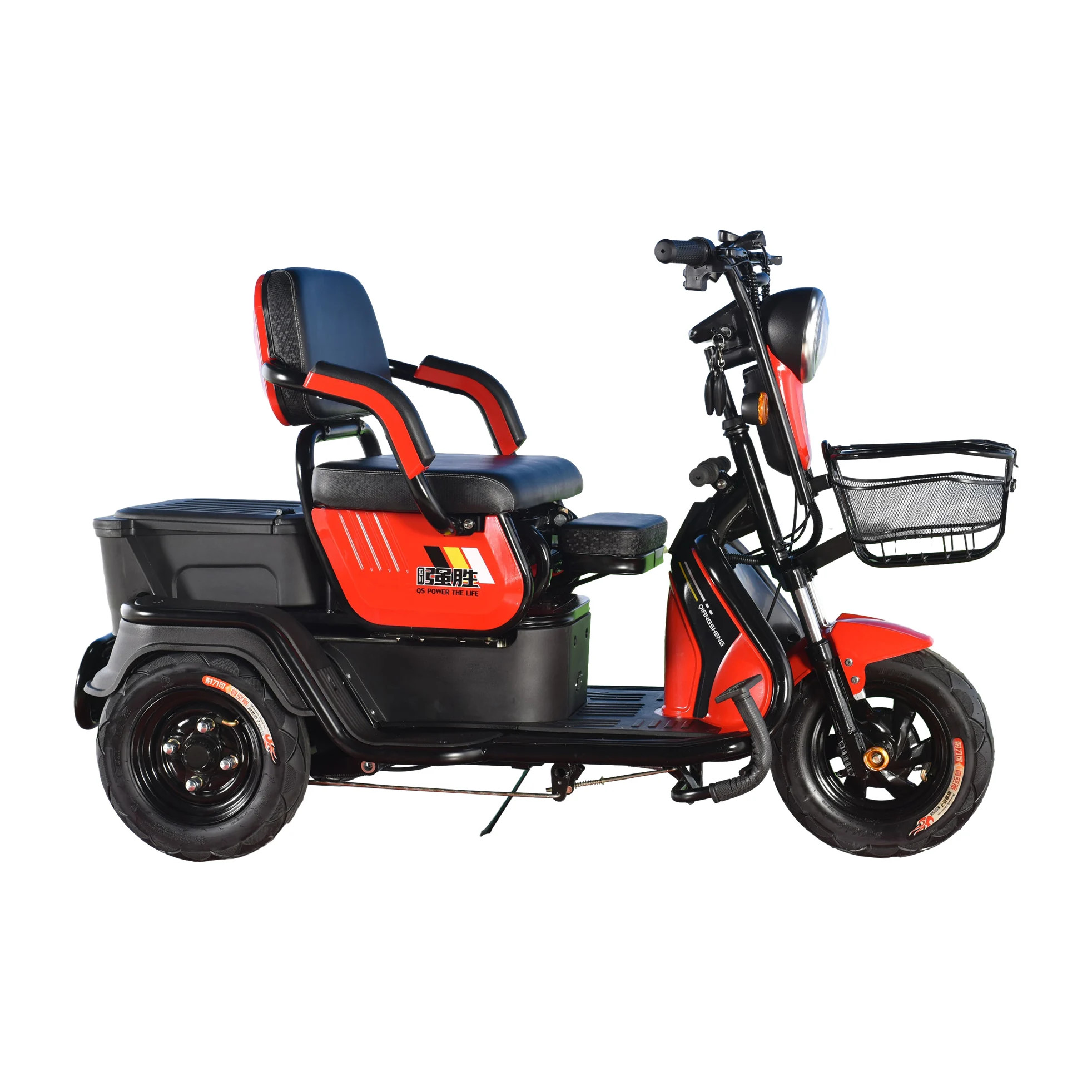 Factory Supply Directly 48V 500W Electric Passenger Scooter Open 3-Passenger Folding Seat Children's Mobility Tricycle 30-50km