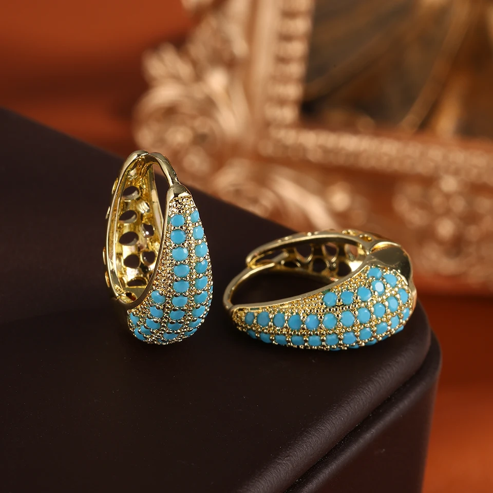 ZAKOL Silver Gold Color Dazzling CZ Hoop Earrings For Women Vintage Simple Zircon Circle Drop Earrings Elegant Party Jewelry