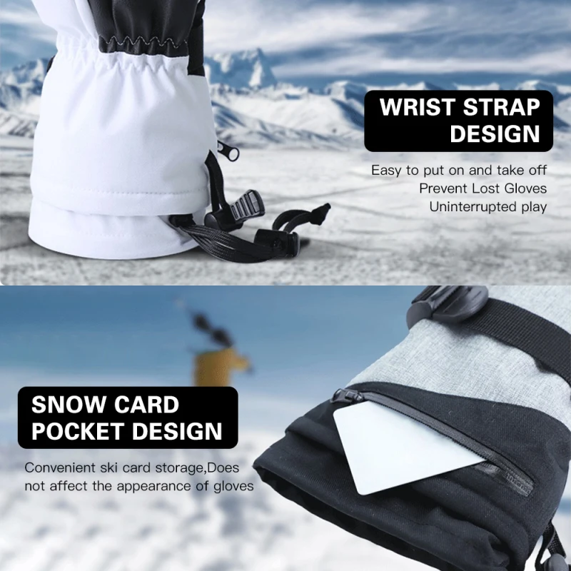 Gants de ski imperméables et coupe-vent pour hommes et femmes, gants de neige, gants à écran tactile pour le subventionnement, le snowboard, la