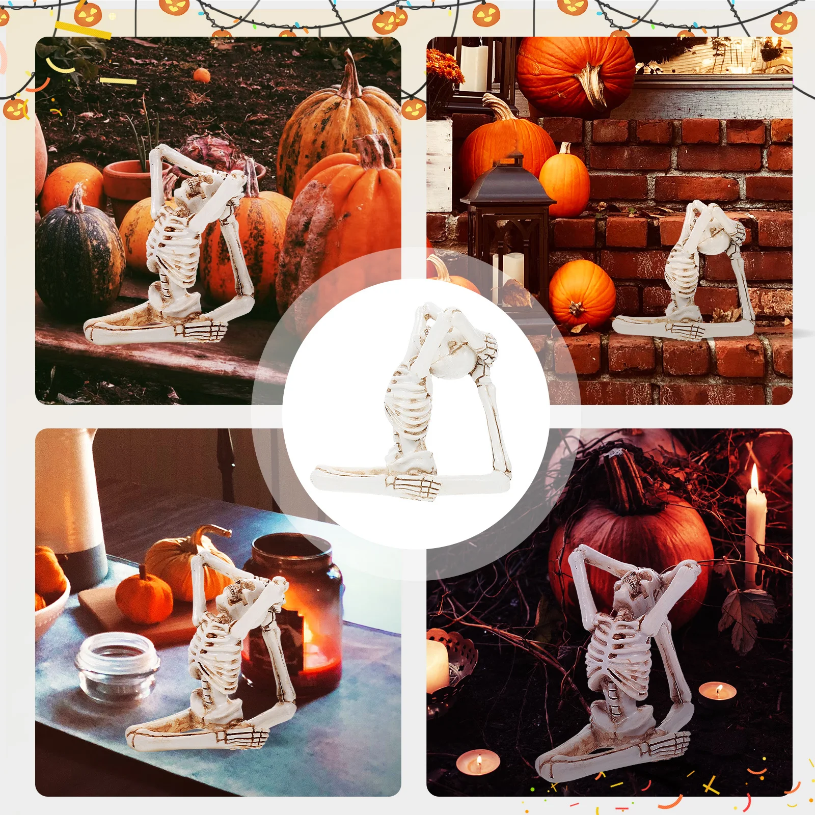 

Halloween Decoration Resin Yoga Pose Home Party Decor Meditating Table Ornament for Living Room Bedroom Basement Foyer