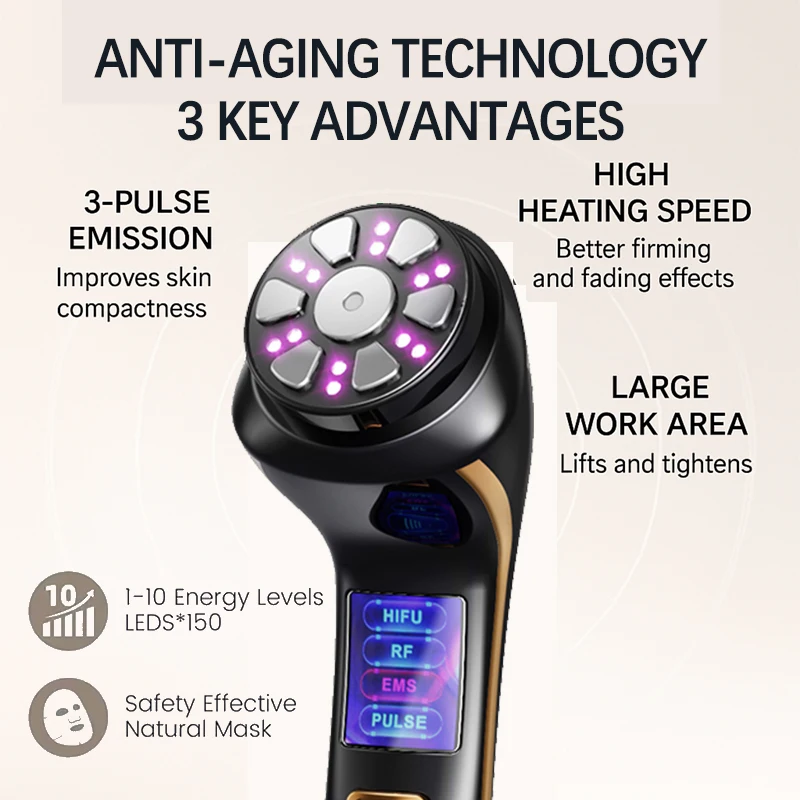 MINI HIFU Gesichtsradiofrequenz Schönheitsbehandlung EMS Mikrostrom Hautverjüngung Lifting Straffung Schönheit Instrumentt