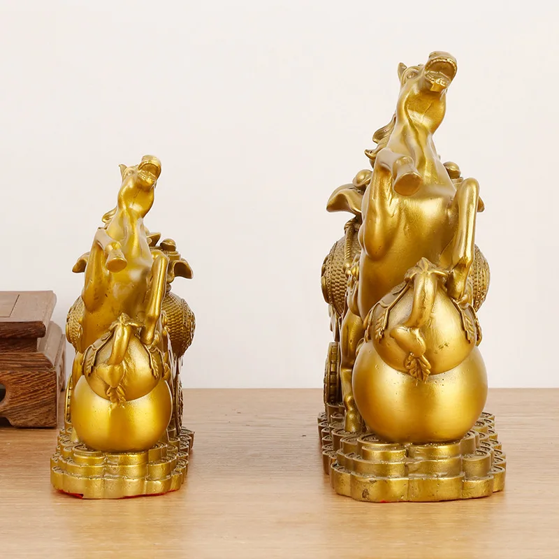 Adorno de bronce, riqueza y fortuna inmediatamente, decoración del hogar para sala de estar, decoración de oficina de carruaje dibujado de caballos