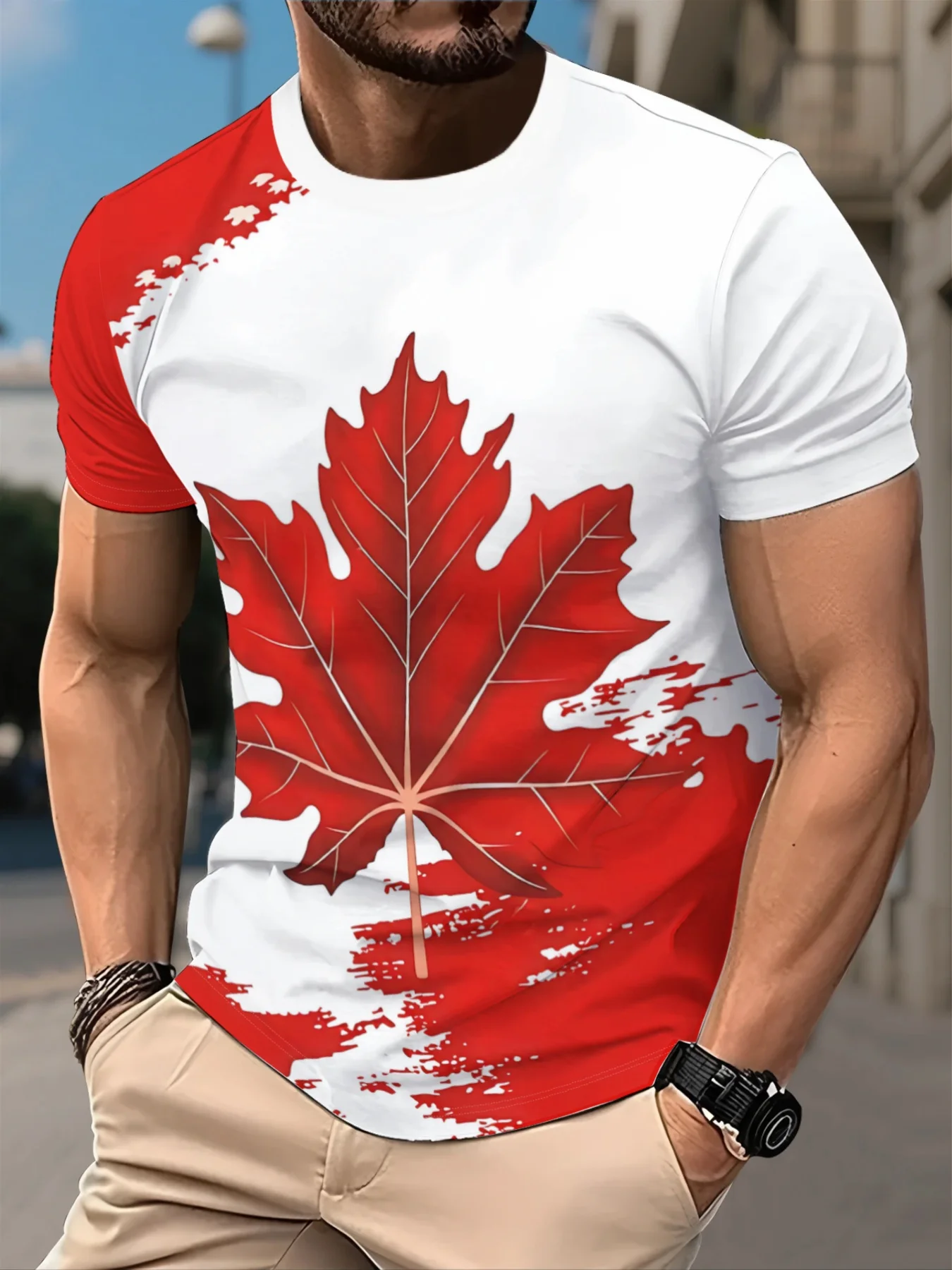 3D digital printing men's casual machine washab T-shirt, light and breathable fabric is suitable for daily casual wear.