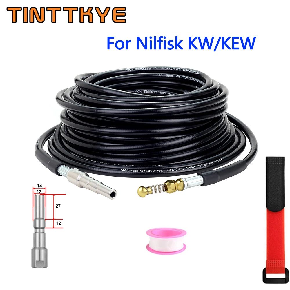 

6-20m Sewer Drain Hose Water Cleaning Pipe Line Cleaner Sewage Jet Hose Nozzle Adapter for Nilfisk KW/KEW High Pressure Washer