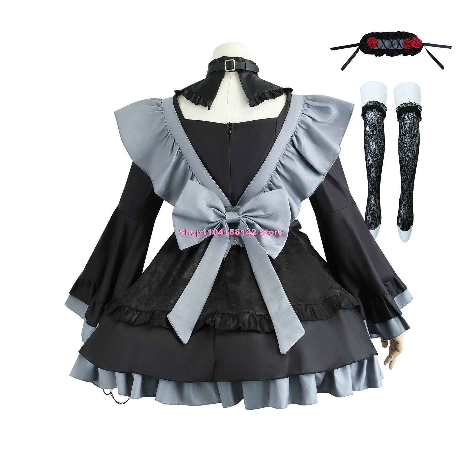 Kitagawa Marin Cosplay Costume My Dress-Up Darling Black Maid Outfits Christmas Party Role Play Uniform Full Set Dress for Women