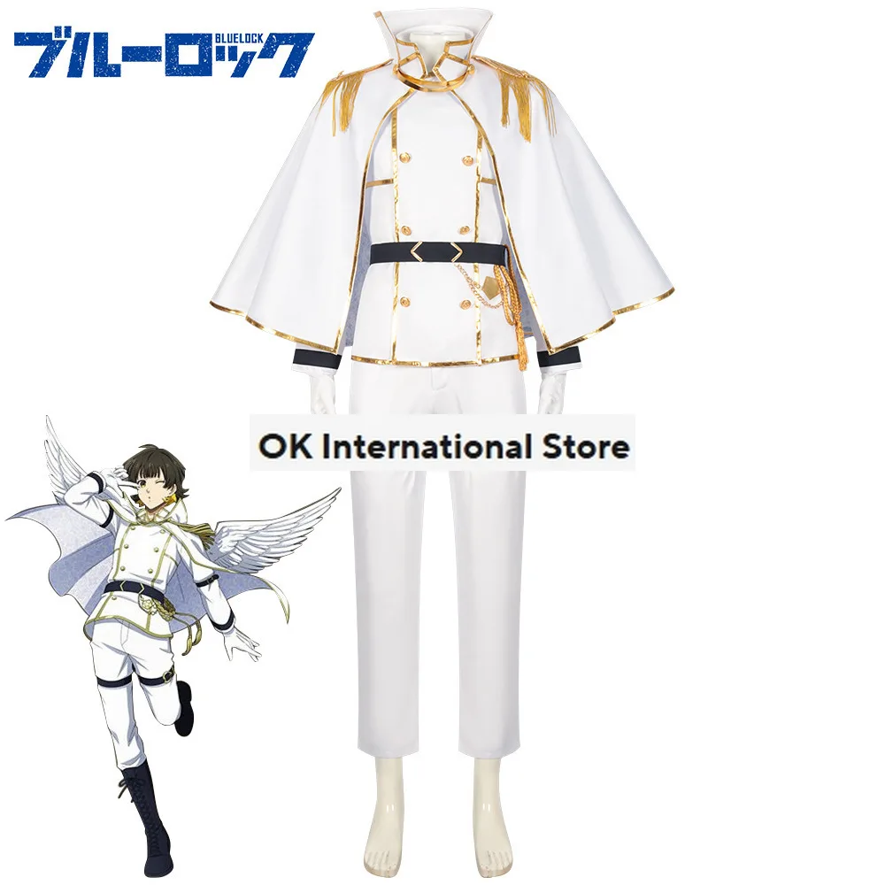 Anime Blue Lock Cosplay  Bachira Meguru Cosplay Blue Lock Angels And Demons White Uniform Nagi Seishiro Men Hallowen Party Suit