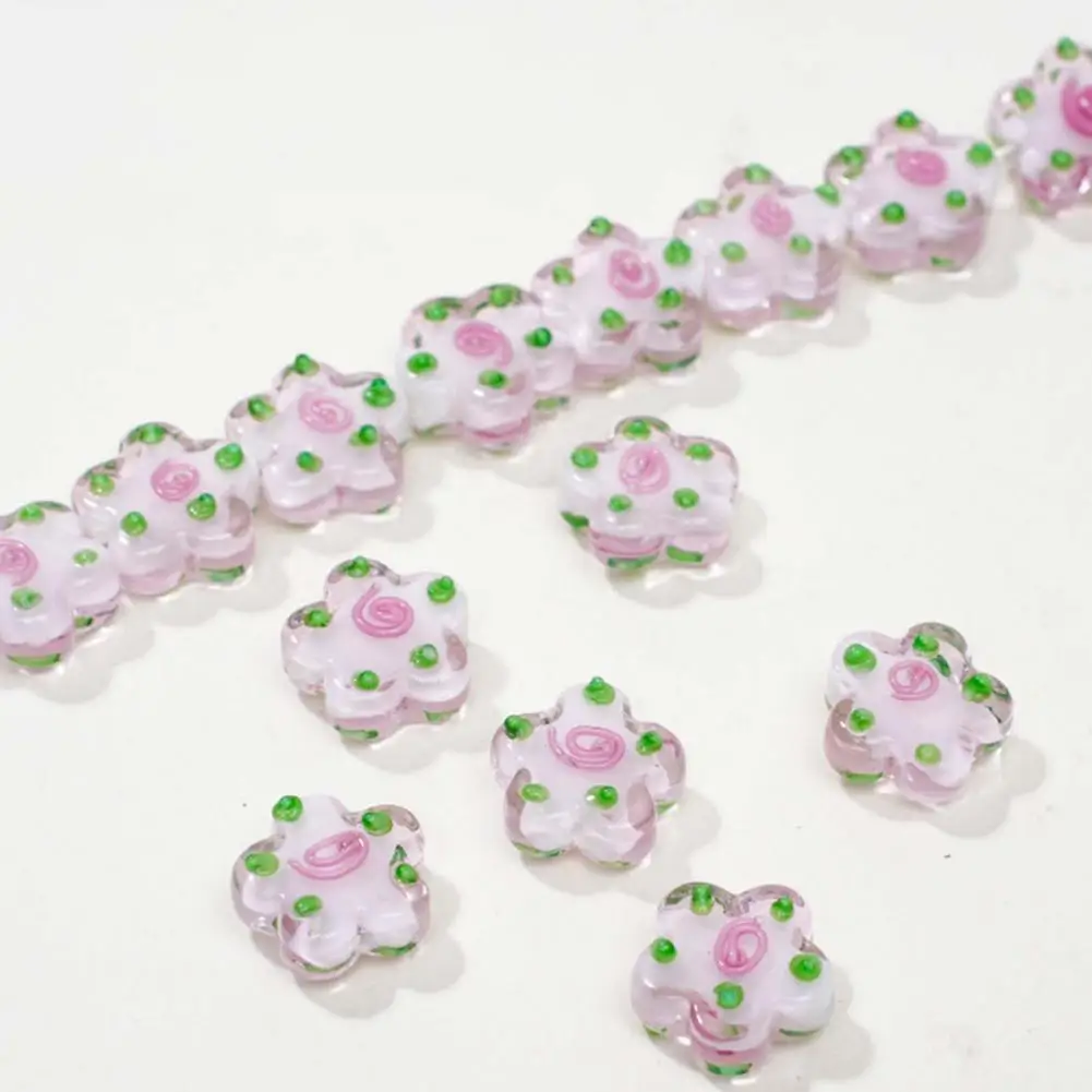 

Craft Beads for Bracelets 20pcs Floral Glass Beads Set Hand-painted Rose Lampwork Beads Colorful Diy Jewelry for Bracelets
