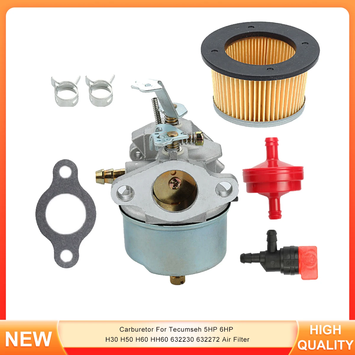 

Carburetor For Tecumseh 5HP 6HP H30 H50 H60 HH60 632230 632272 Air Filter