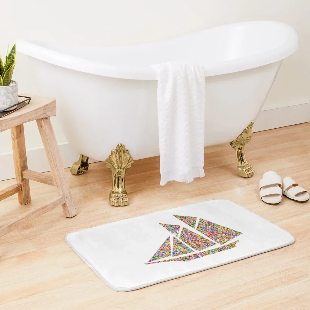 

Mosaic Sailing Ship Bath Mat Rug Bathroom Bathroom Absorbent Quick Dry Entrance Door Anti-Slip Carpet Mat