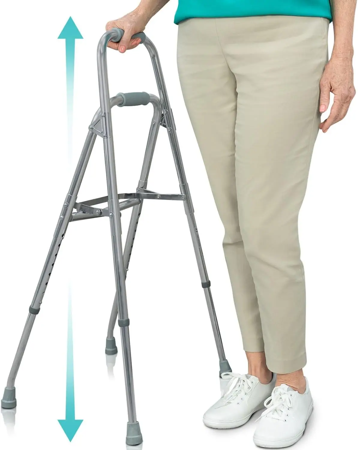 Hemi Walker for Seniors – 4 lb Lightweight, Foldable, Height Adjustable, Stand Assist & Stable Support Walker for Small Spaces