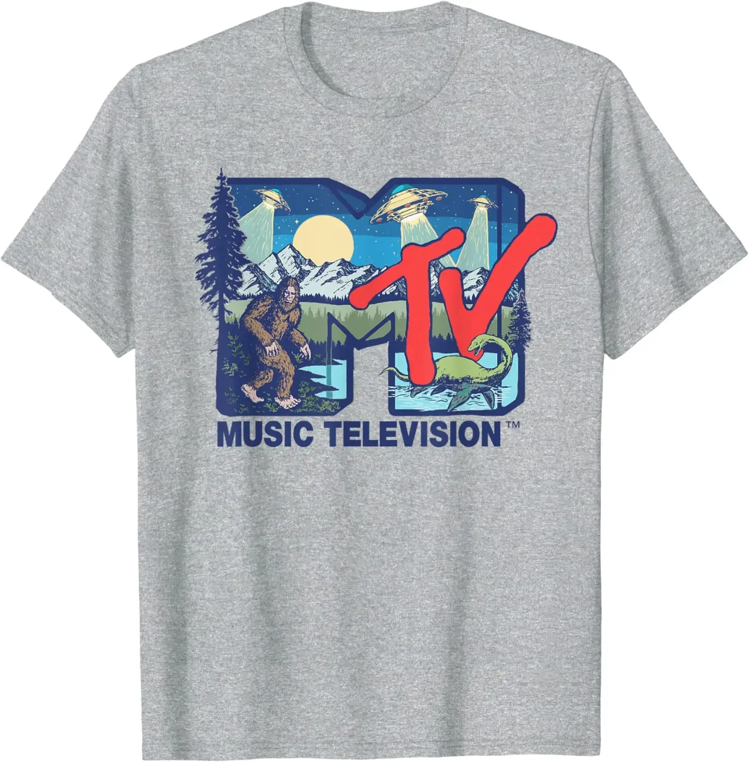 

MTV - Cryptid MTV Logo Featuring Bigfoot UFO Aliens Nessie T-Shirt