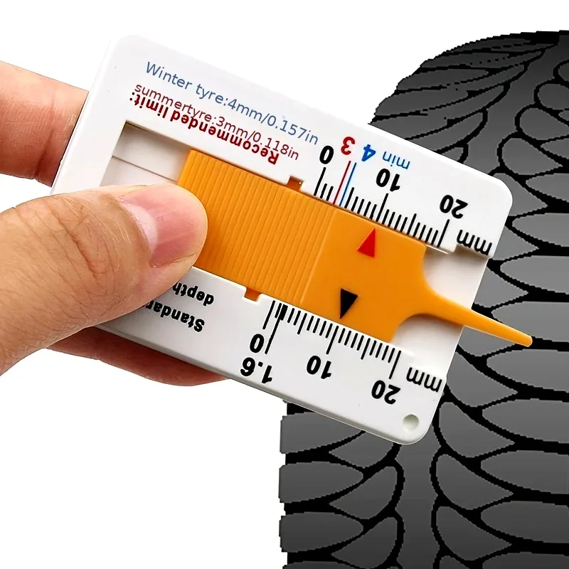 Afbeelding 5: 1Pc Duurzame bandpatroon dieptemeter/draagbaar, compact, gemaakt van duurzaam plastic/geschikt voor auto's, motorfietsen, vrachtwagens
