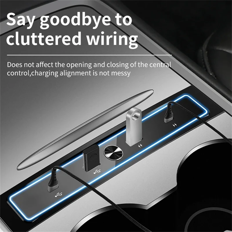 

Docking Station For Tesla Model 3 Model Y 2020-2023 Quick Charger Intelligent USB Shunt Hub Charging Data Accessories Parts