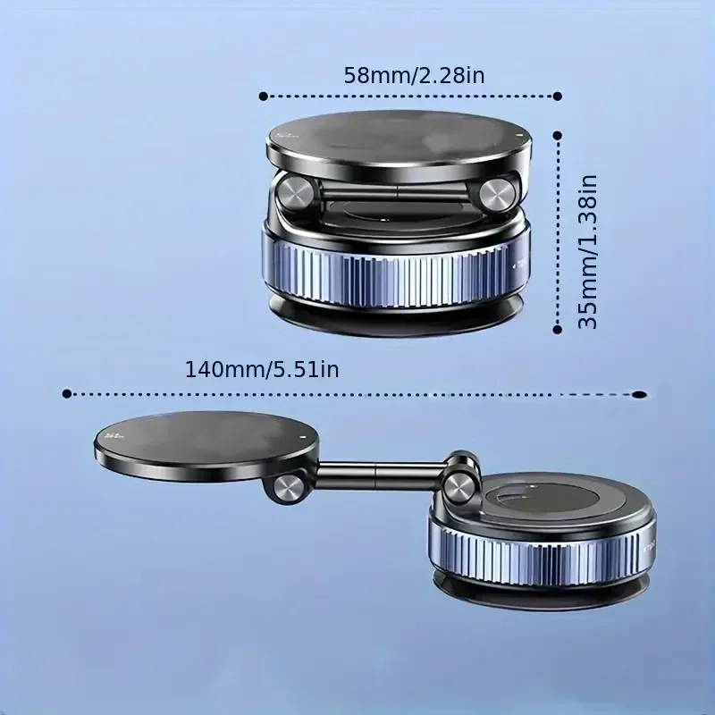360 °   Suporte magnético dobrável para telefone a vácuo, suporte magnético para telefone de carro, ventosa mãos livres, suporte para telefone para superfície lisa/carro