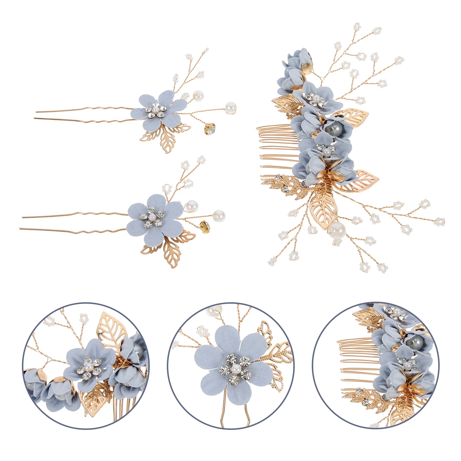 

3Pcs Flower Hairpin Set Bridal Hairpins Alloy Durable Hair Accessories for Wedding Party Bridesmaids Elegant Headdress