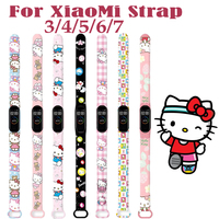 Kawaii Kt Cat Texture Xiaomi Mi 7/6/5/4/3 Series Band Soft Sport Strap Anime Cartoon Cute Sport Watch Strap Winter Gifts for Kid