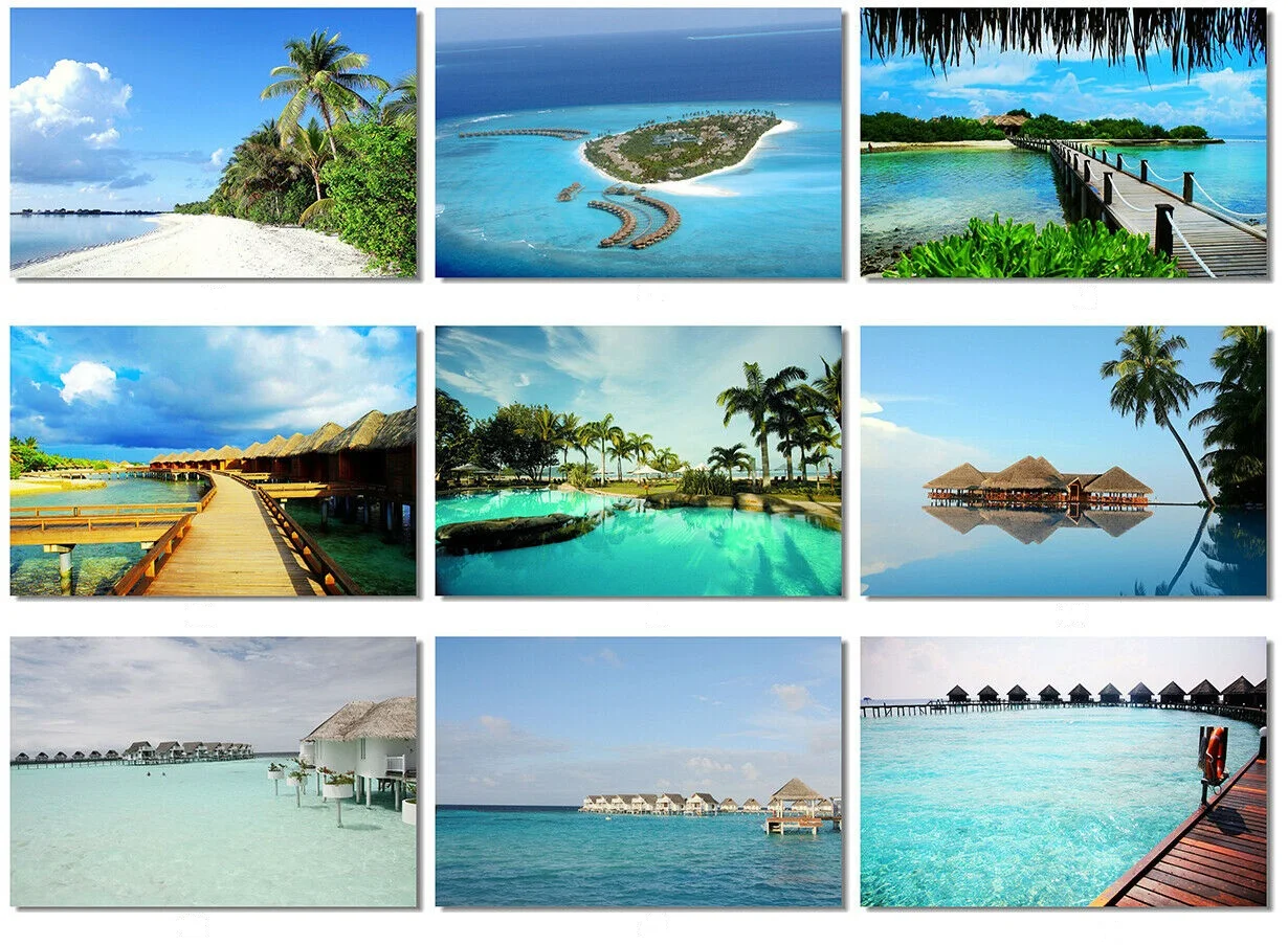 

9style Choose Maldives Landscape PICTURE Art Film Print Silk Poster for Your Home Wall Decor 24x36inch