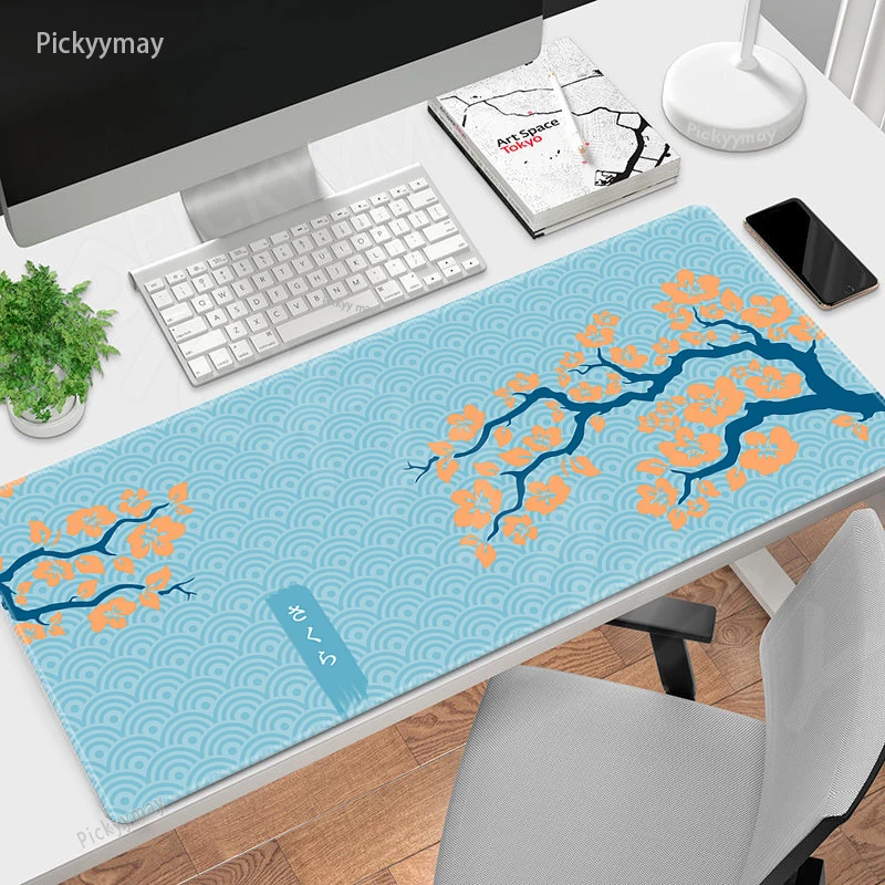 

Sakura Desk Mat Gamer Mousepads Cherry Mouse Pad Office Desk Pads Large Mousepad Japanese Mouse Mats For Computer Locking Edge