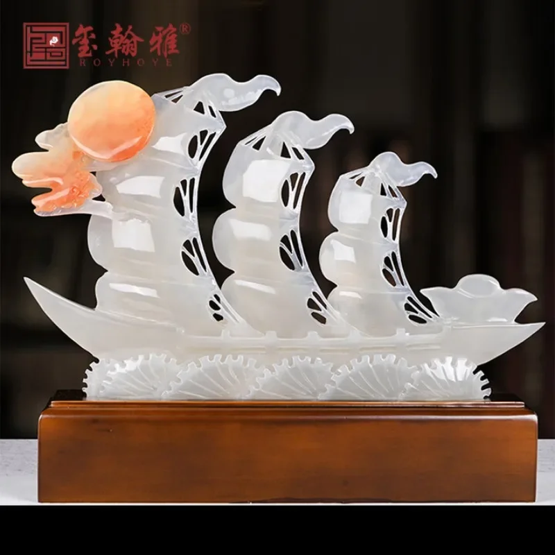 Natural jade ornament smooth sailing sailing ornament