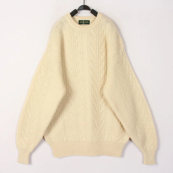 

Vintage White 3D Knitted Woolen Sweater Cardigan Autumn Winter Warm Loose Fit Long Sve round Ne Casual Sle Faion Lad...