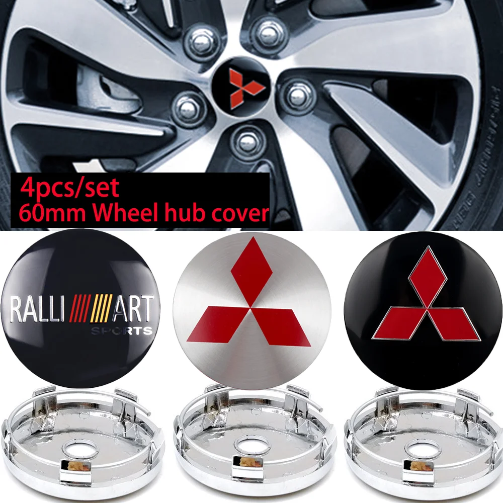 60 mm Car Wheel Center Hub Cap Stickers Rim Cover Emblem Decal For Mitsubishi Ralliart Pajero Outlander Montero Lancer l200 ﻿