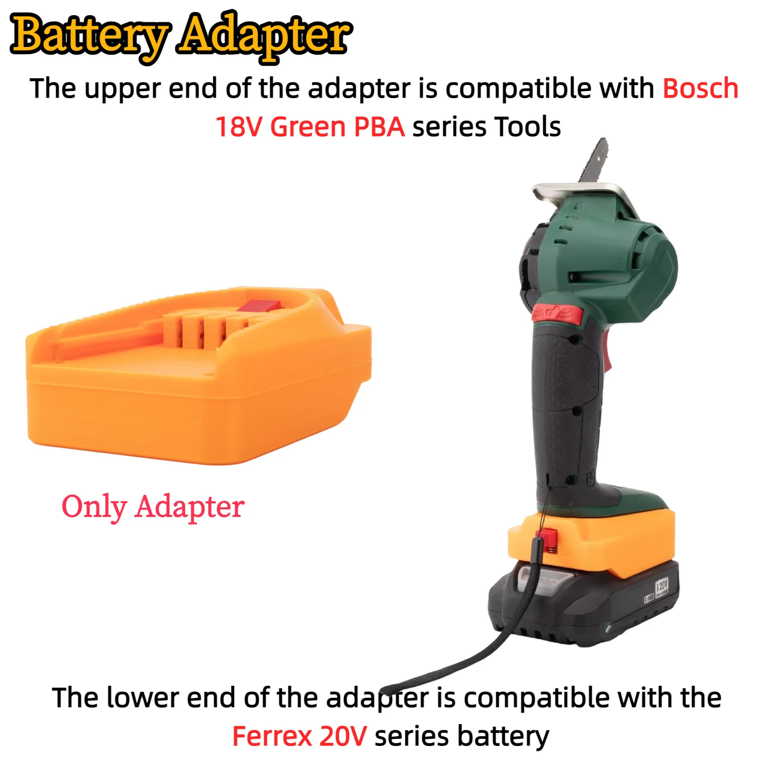 Battery Adapter/Converter for Aldi Ferrex 20V Active Energy Li-ion Battery TO Bosch 18V Green PBA Cordless Tools(Only Adapter)