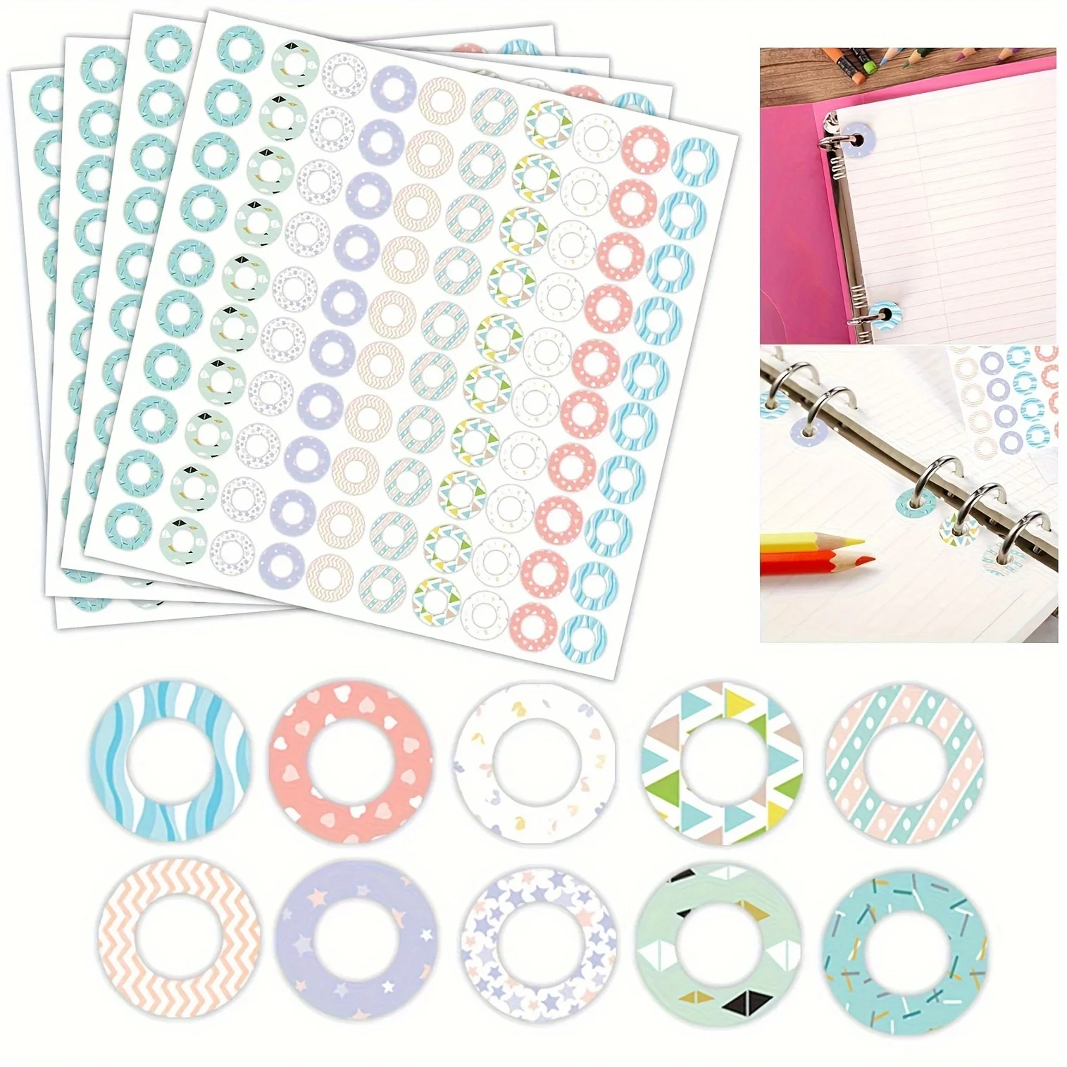 2000Pcs Multicolored 1/4 Inch round Binder Page Reinforcement Rings Stickers for School Home Office Binding Repairing