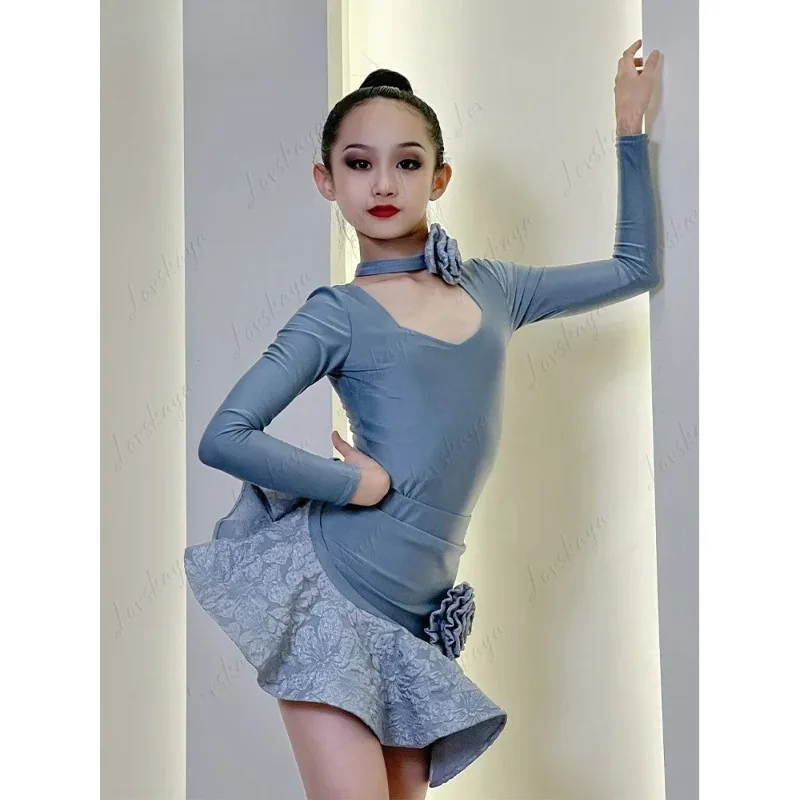 

Latin Dance Wear Pink Exercise Clothing Girls' Watch Show Skirt Dancing Suit