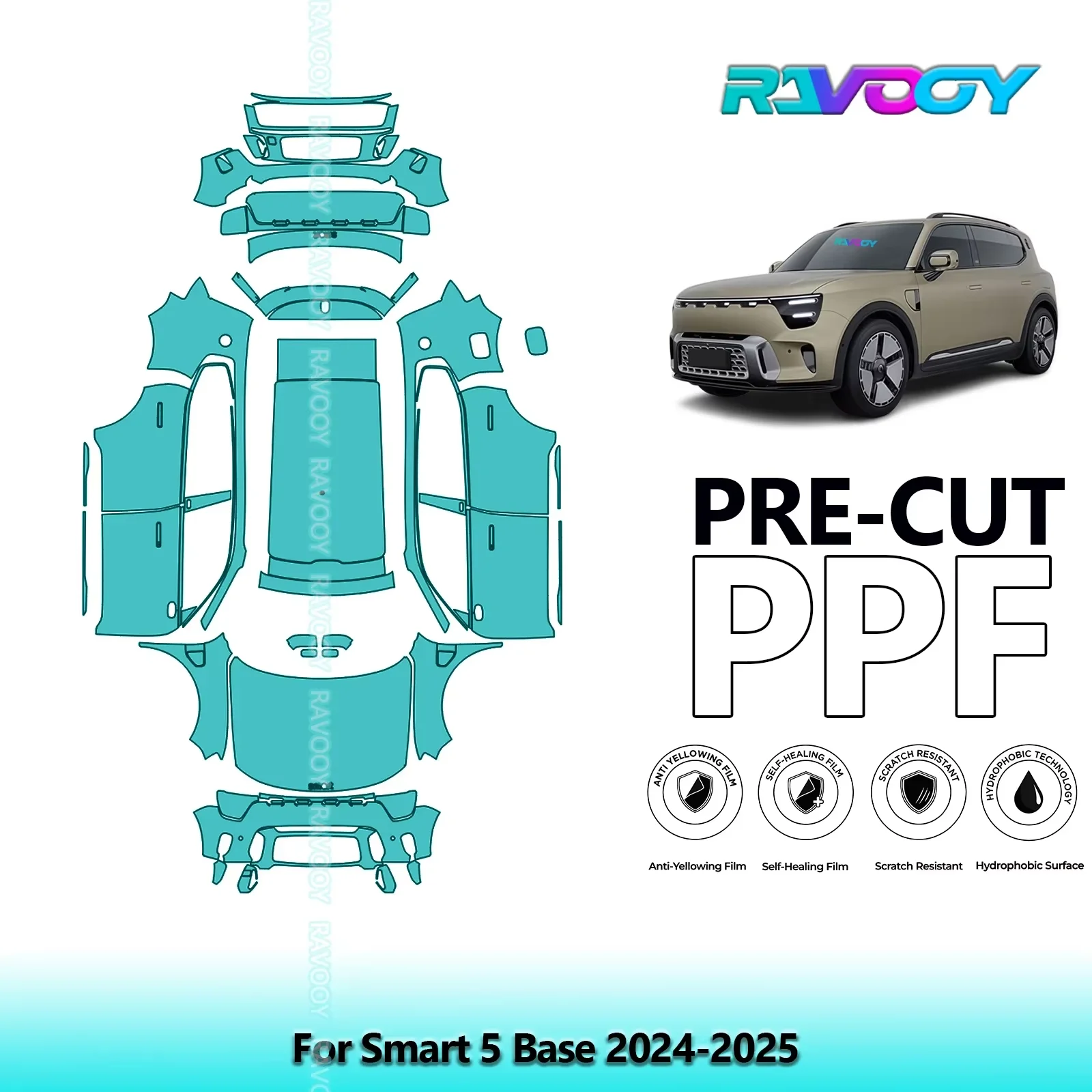 

Full Vehicle Clear Bra Precut PPF Paint Protection Film For Smart 5 Base 2024-2025
