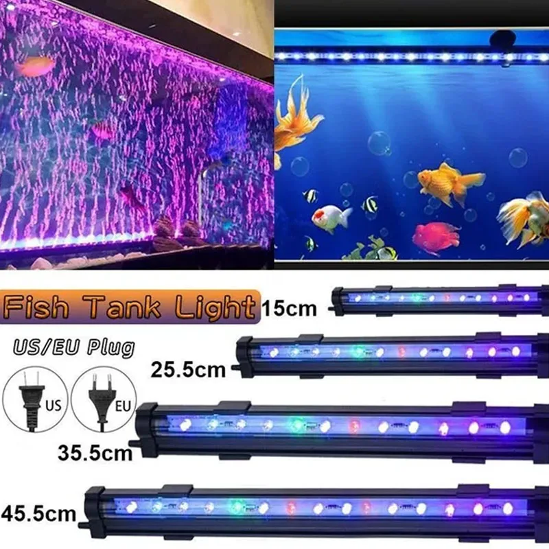 Aquarium LED Bubble Light Colorful Light Fish Tank Submersible Light Lamp Waterproof Underwater LED Lights Submersible Light