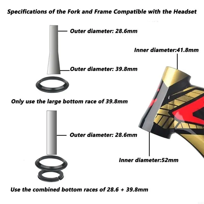 

Road Bike Maintenance Double Bearing Headset 41.8-52mm Bicycles Headset Replacement Tapered Headset Cycling Accessories