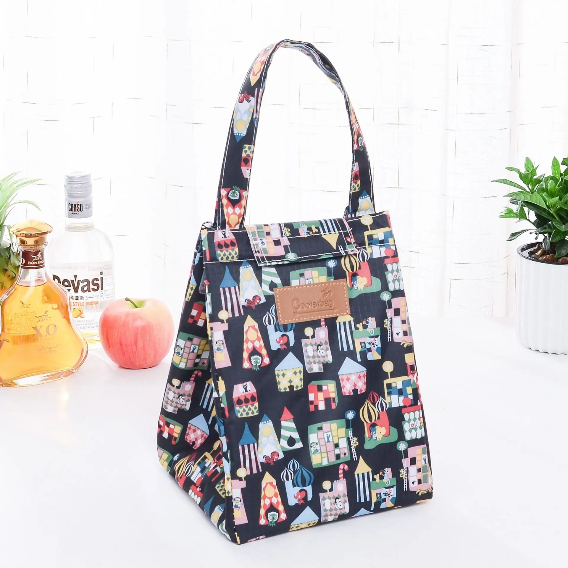 Insulated Lunch Box Men Women Travel Portable Camping Picnic Bag Flower Print Cold Food Cooler Thermal Bag Handbag