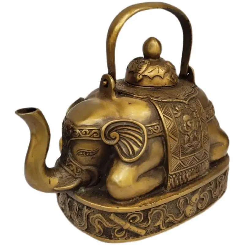 

Antique Miscellaneous Antique Brass Elephant Wine Pot Teapot Living Room Tea Art Ornament Decoration