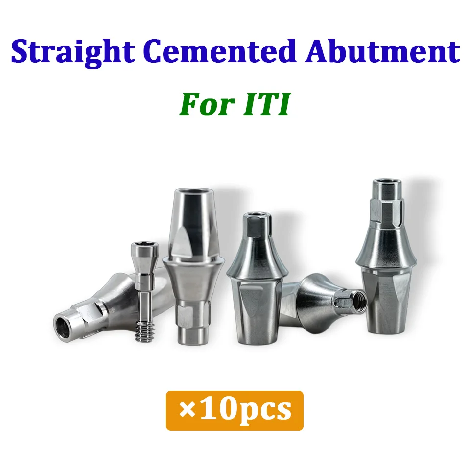 10Pcs Dental Straight Cemented Abutments Compatible With ITI System Regular Narrow Cross Fit Prosthetic Component Supplies