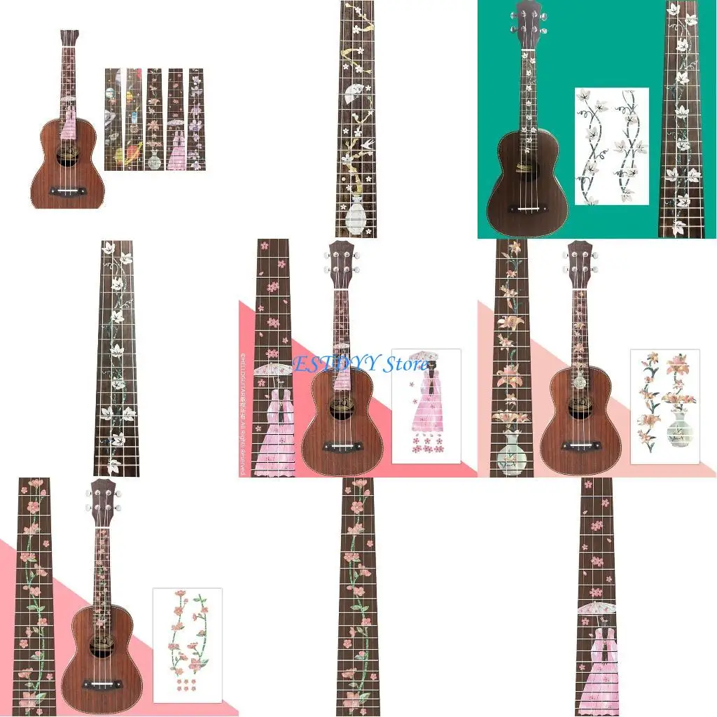 

G6DE Thin Inlay Sticker Guitar Inlay Sticker 23inch Ukulele Fretboard Note Decal