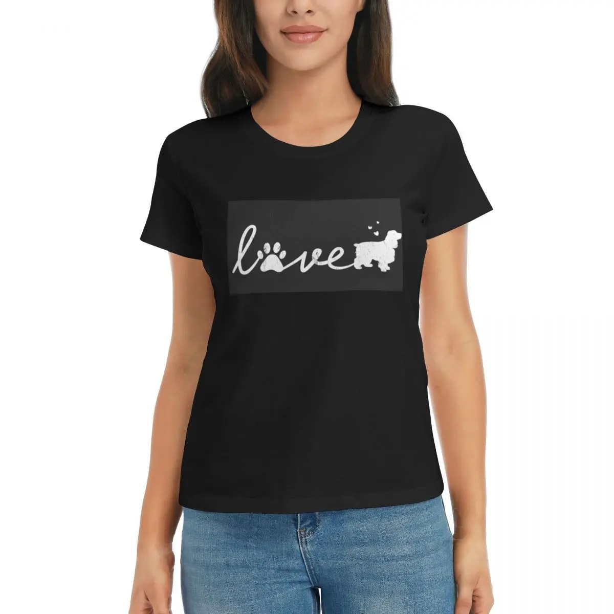 

Women T-Shirt Cocker Spaniel Love Dog Pet Lover Gift Summer Short Sleeve Tees O-Neck Cotton T Shirts Clothes Tops Streetwear