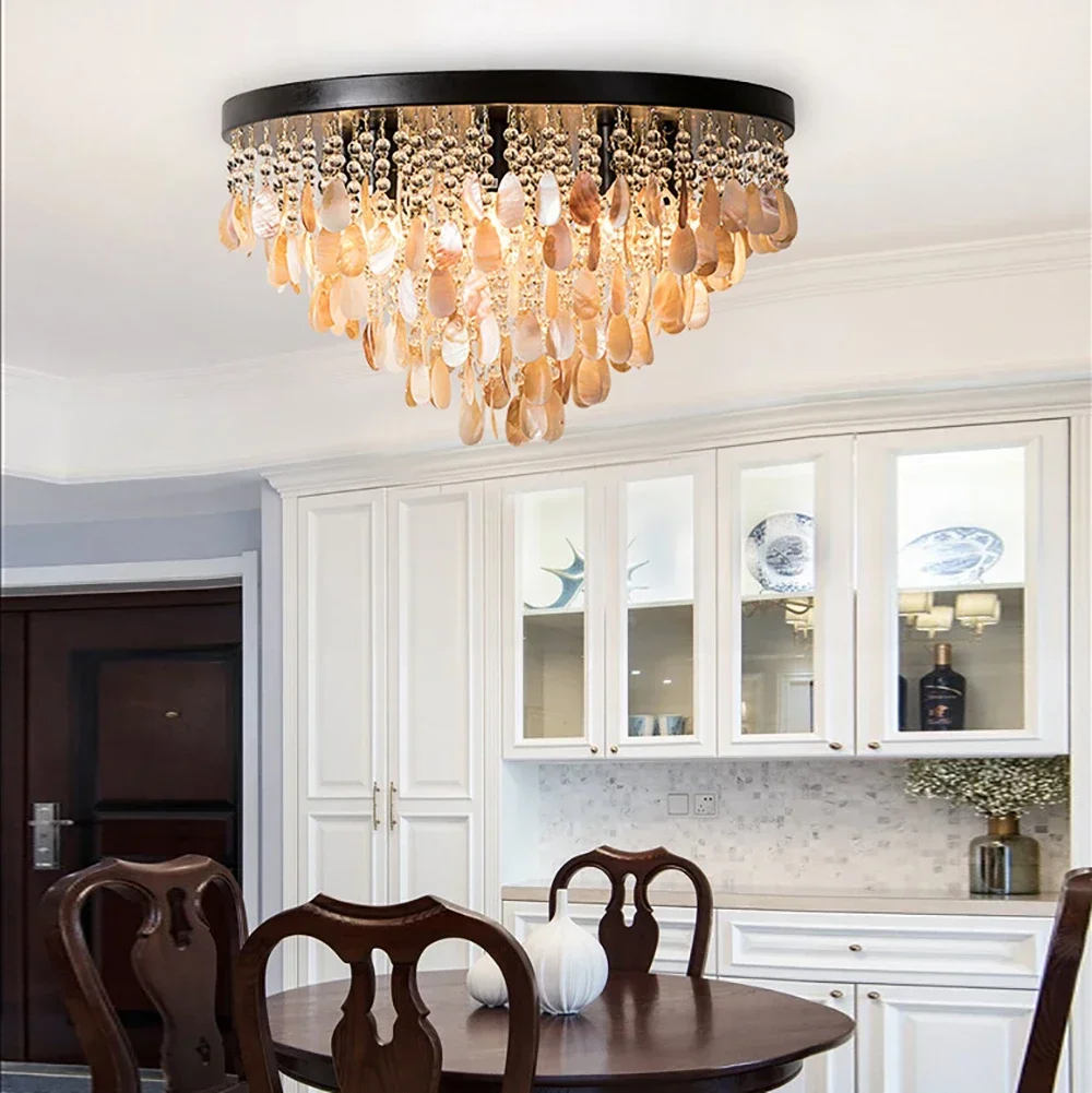 Modern Luxury Crystal Chandelier For Living Room Restaurant Bedroom Ceiling Lamp Shell Decoration Indoor Lighting Lustre Fixture