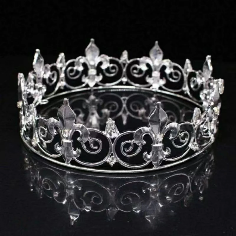 Simplicity King Queen Crown Bridal Hair Accessories Round Tiaras Ceremony Banquet Party Accessory Men Women Adult Ceremony Crown