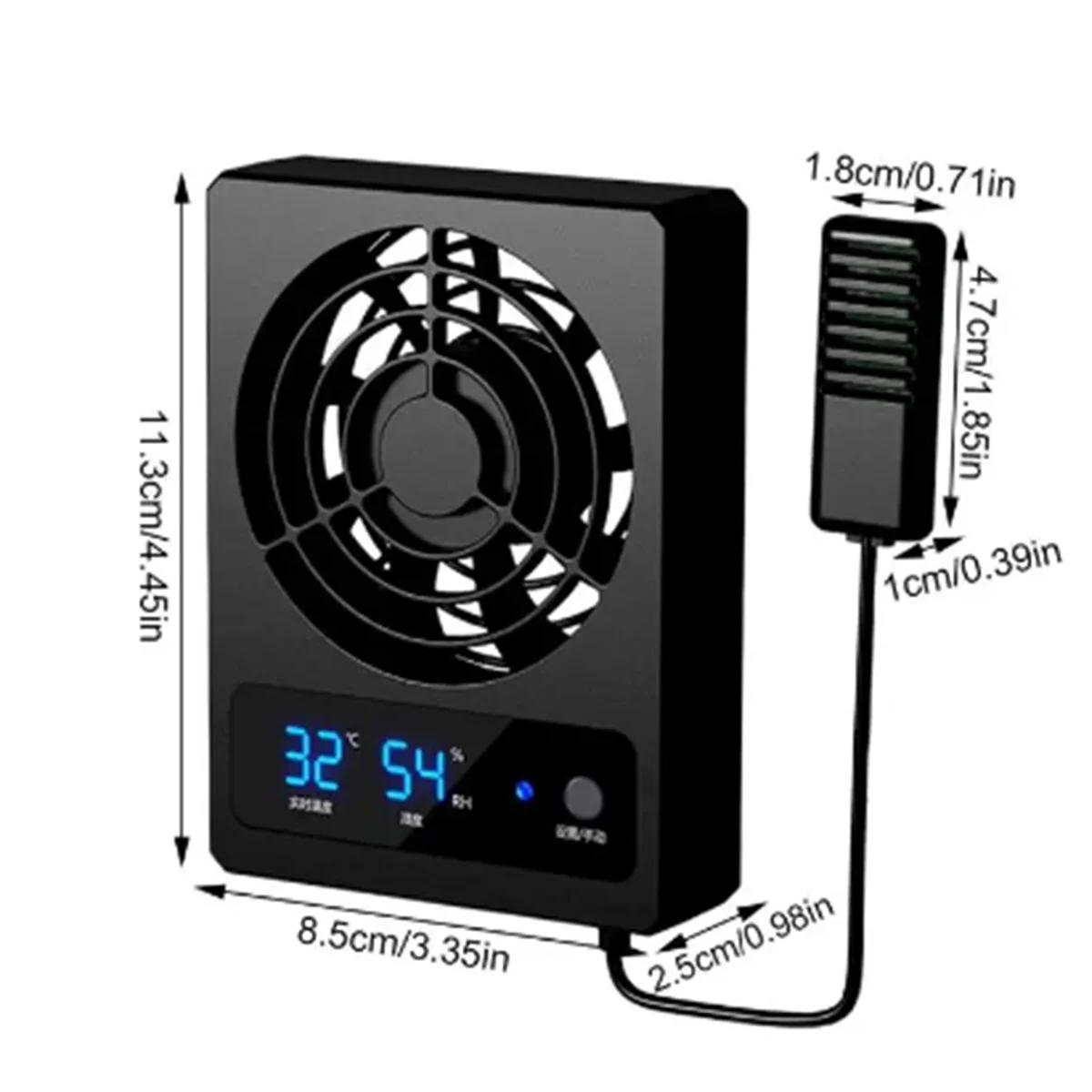 Smart Cooling Fan for Reptile Tank with LED Display Strong Wind Ventilation Fan Low Noise Cooling Fan(Degrees Celsius)