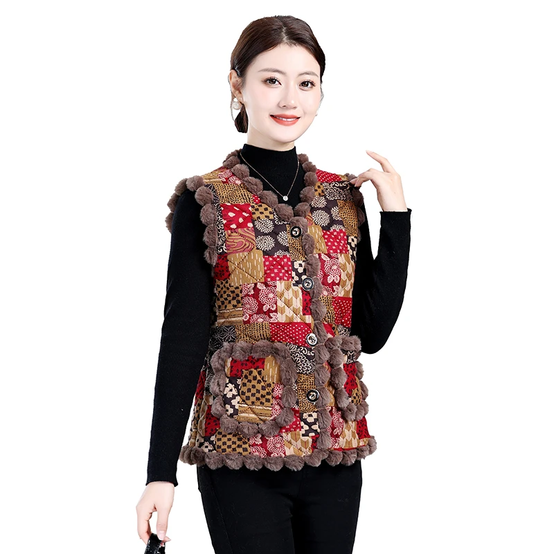 

Autumn Winter Warm Fce Lined Loose Vest Top for Faionable Mom Clothes Middle Aged And ly Women's Thermal Vest