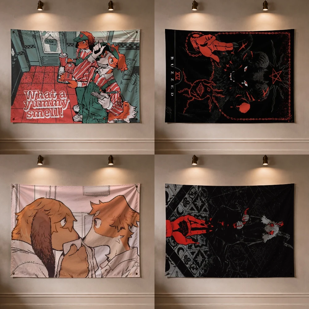 S-SMELL N-Nagabe Furry Demon Cartoon Flag Decoration Outdoor Picnic Party Art Hanging Home Camping Party Banner